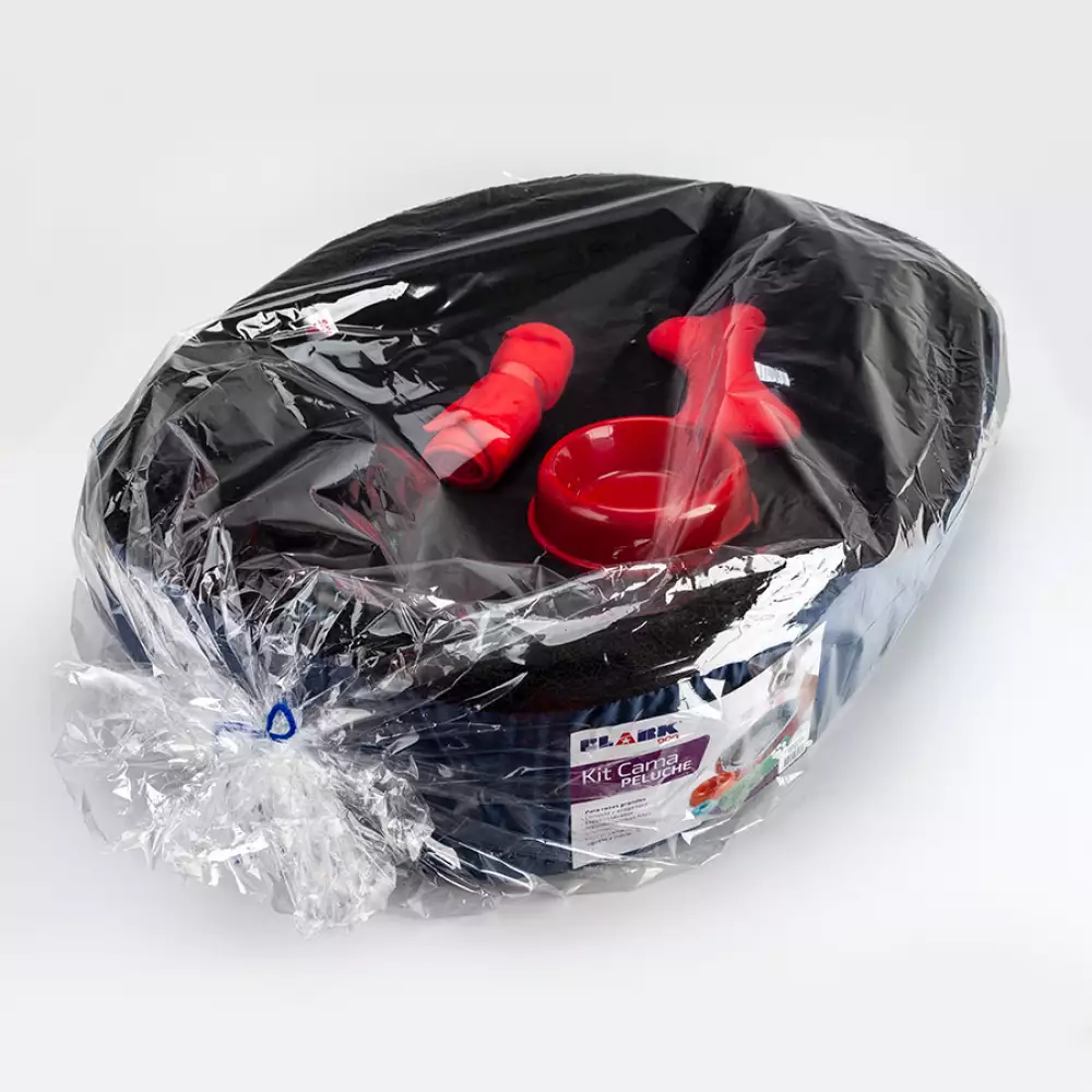 Cama Perro Clark 39272 Azul Oscuro + Comedero + Cobija