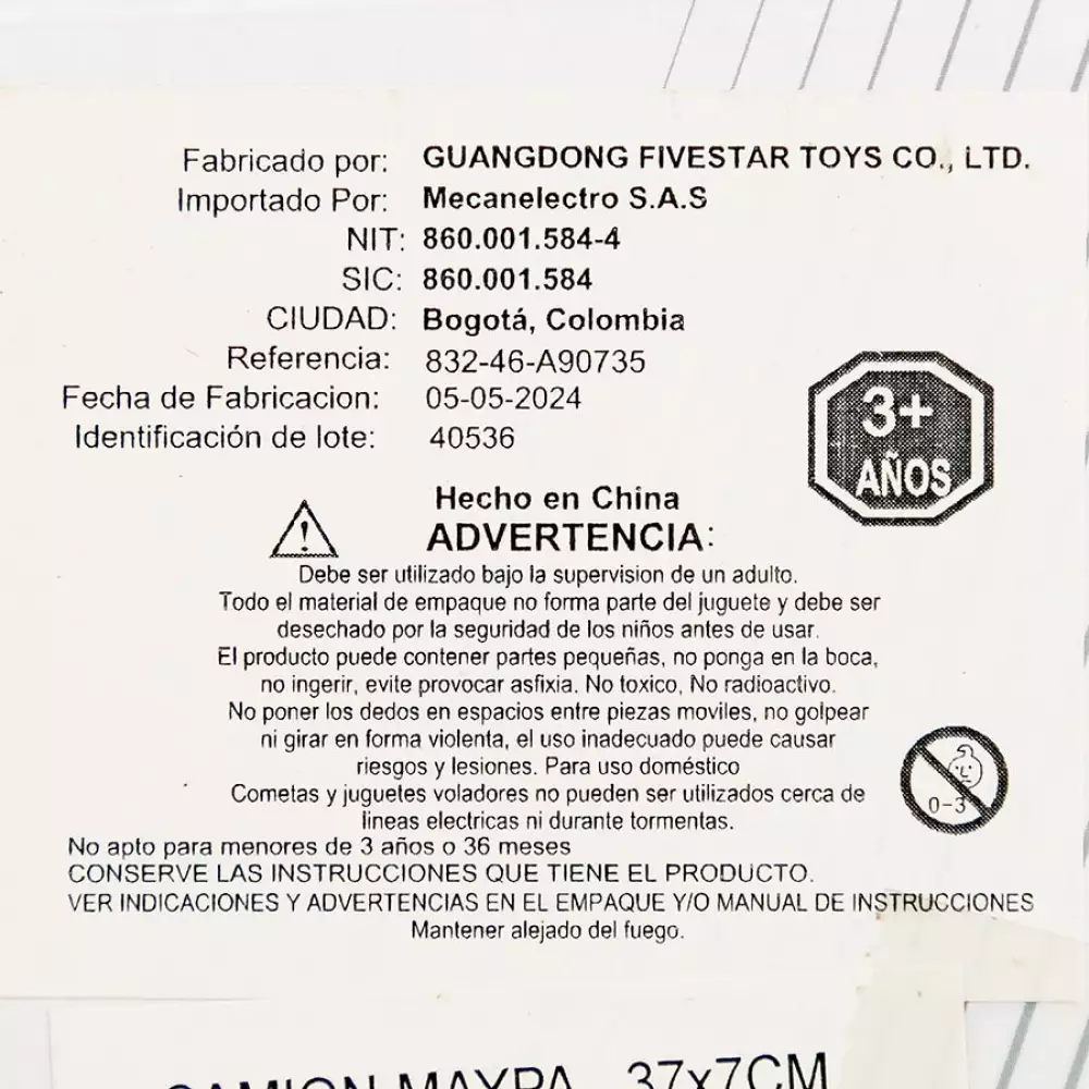 Camion Maypa 37X7Cm Blanco Plastico