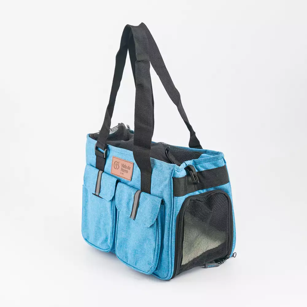 Cargador Vida De Perro Tipo Mochila 40X20X24Cm Azul Poliester Vdp