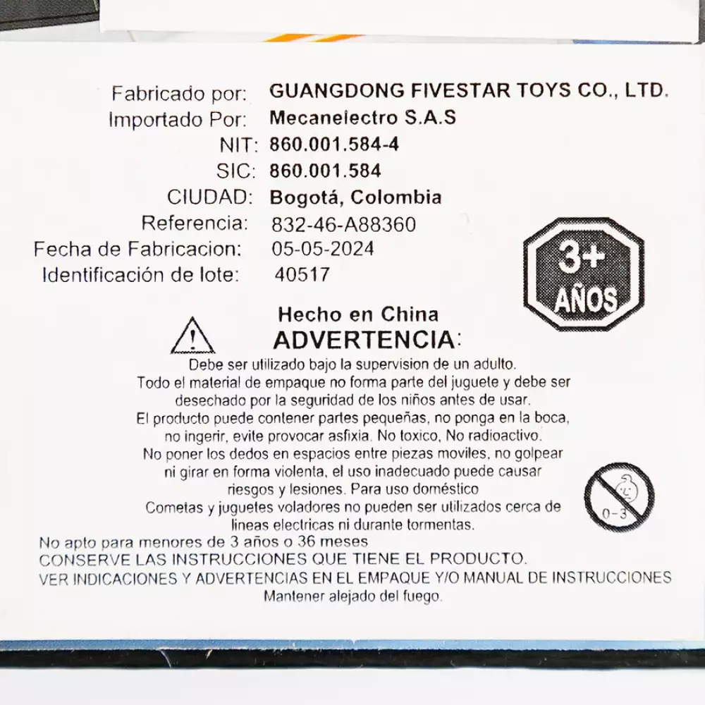 Carro Maypa Camaro Rc  35X16Cm Negro Plastico