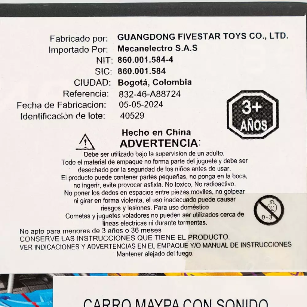 Carro Maypa Con Sonido 19X9Cm Plastico