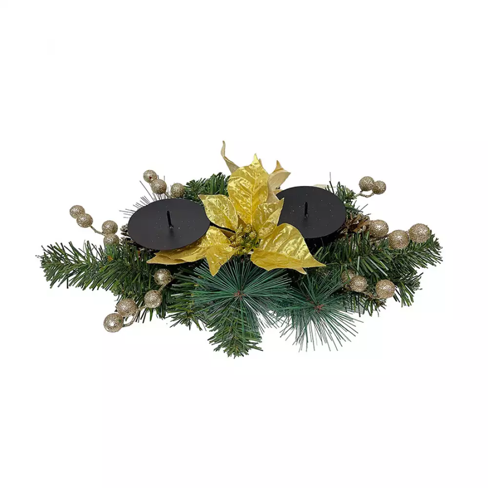 Centro de mesa navideño Poinsettia dorado 46cm Expressions GS02H02266