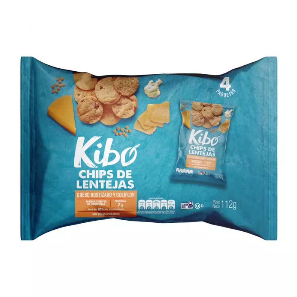 Chips de lenteja kibo x112 g queso rostizado