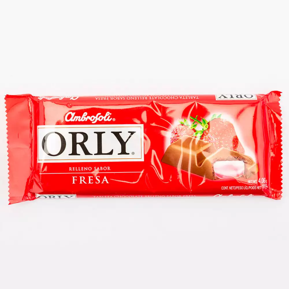 Chocolate  orly  tableta x 100 gr  relleno sabor fresa 3001