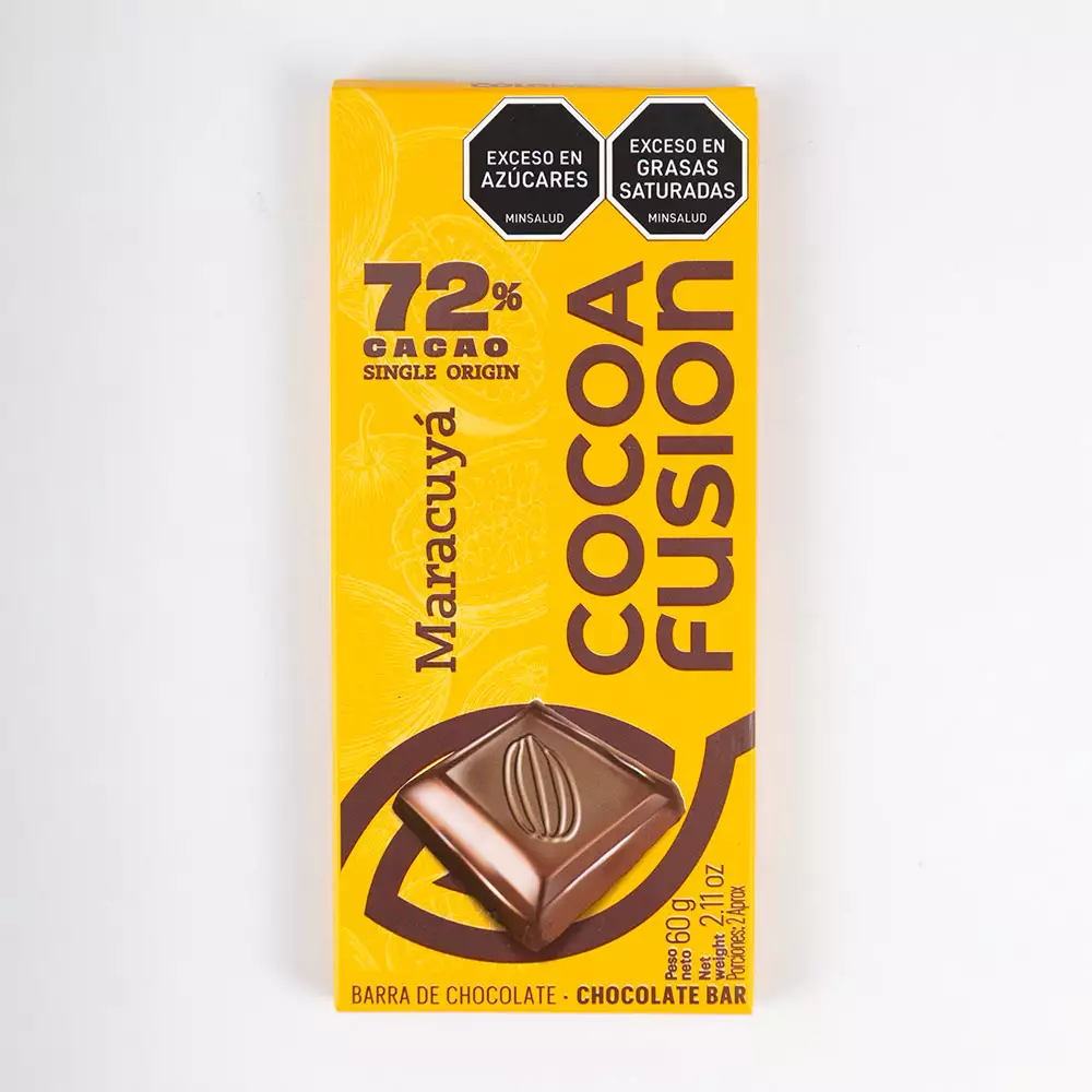 Chocolate Cocoa Fusion 72 Cacao 60 Gr Maracuya Barra1069