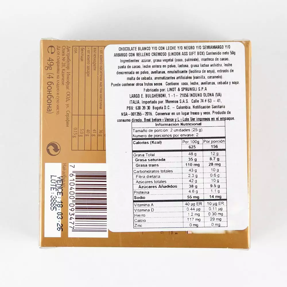 Chocolate Lindt 50 Gr Surtido 8527