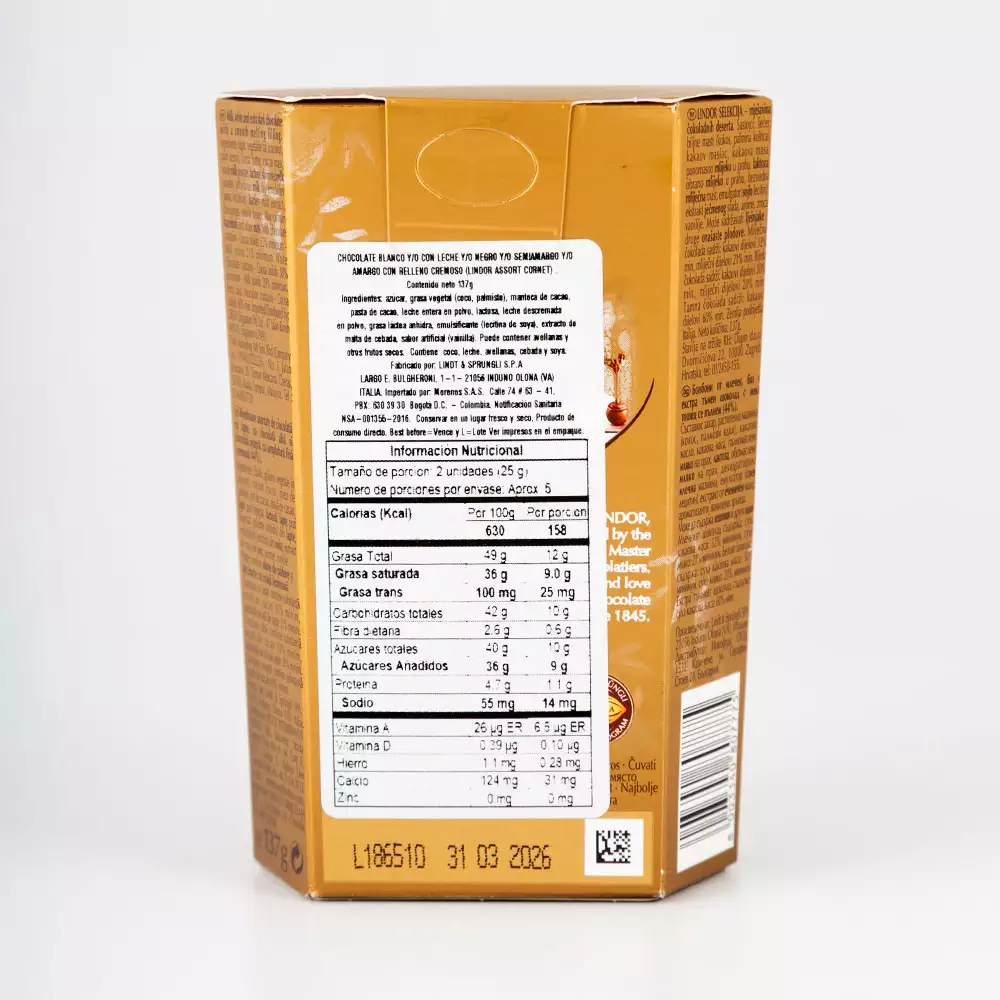 Chocolate Lindt Cornet Assorted 137 Gr Cova -00014892