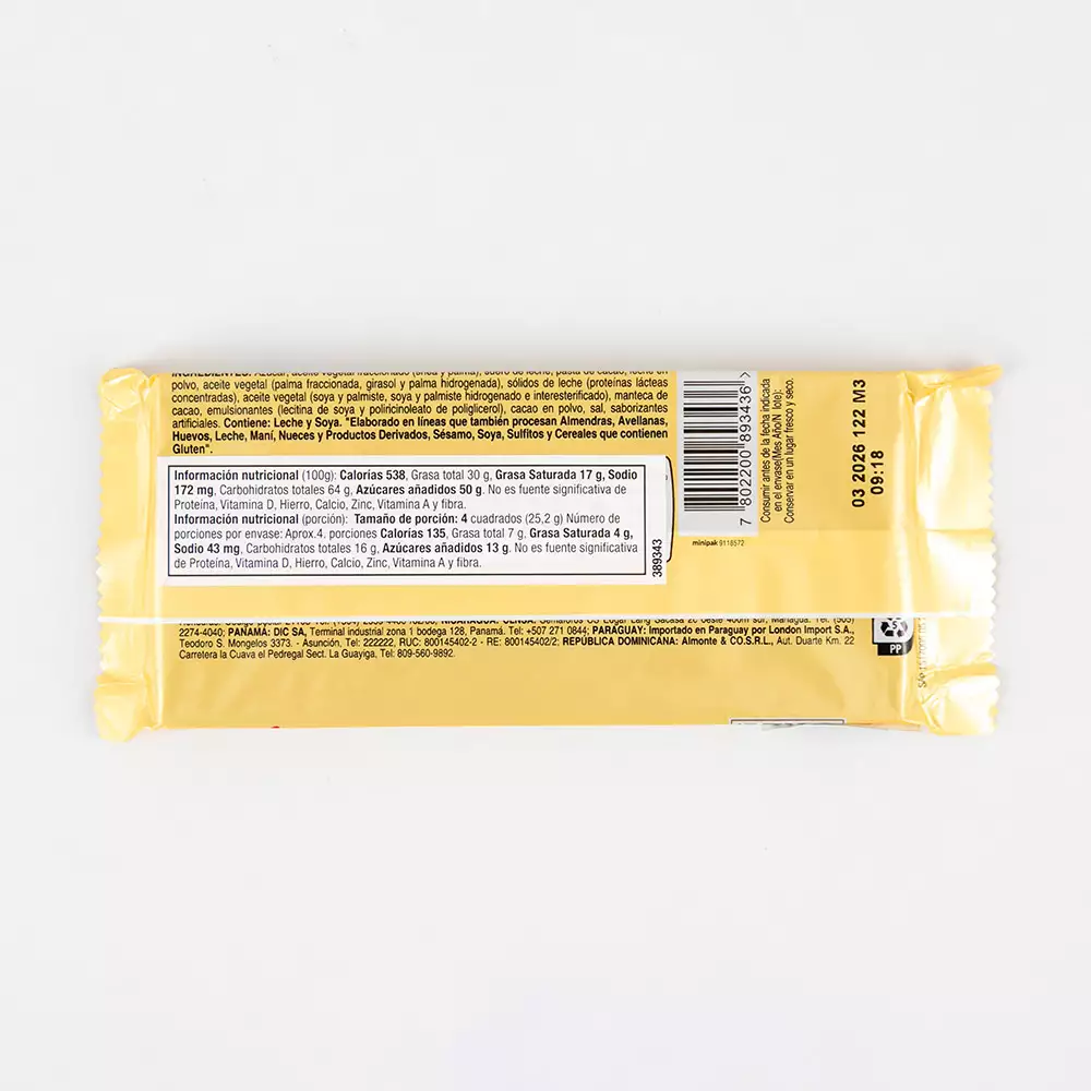 Chocolate Orly 95 Gr Almendra 3003