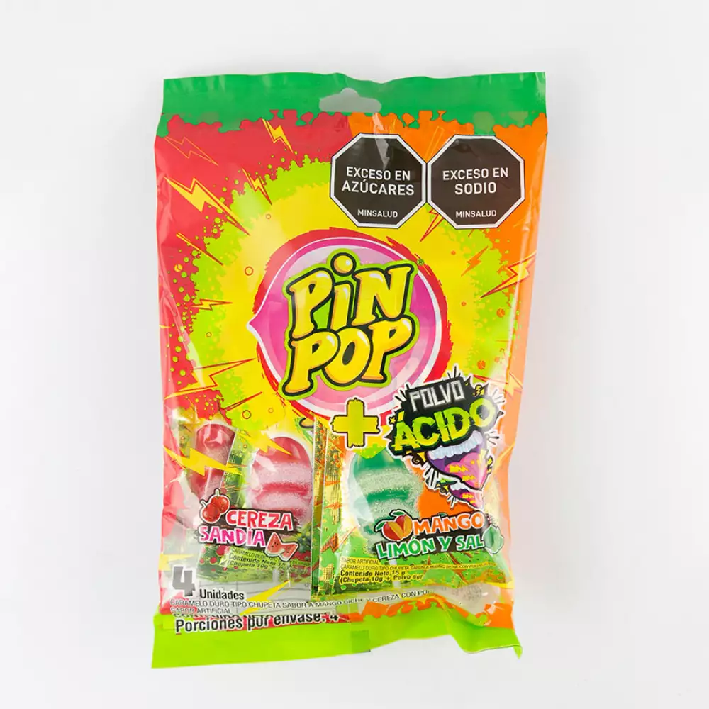 Chupete Pin Pop Polvo Acido 60 Gr Surtido 07564