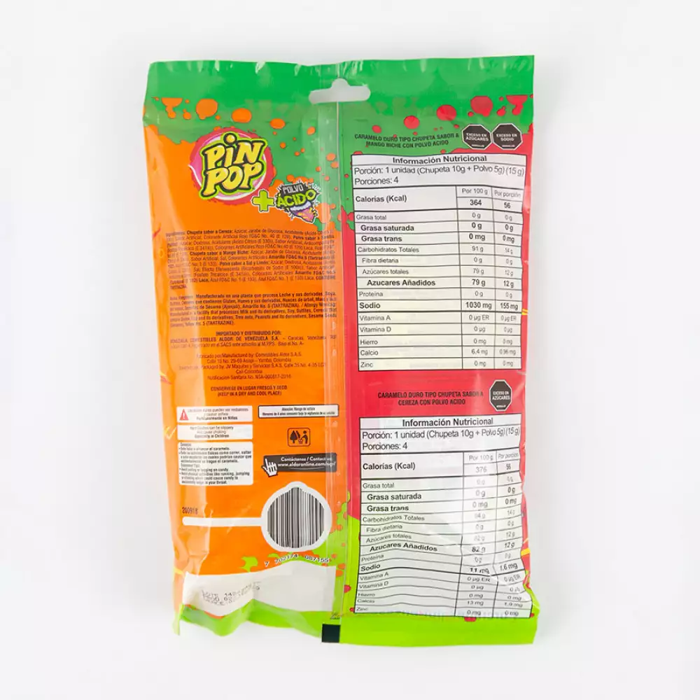 Chupete Pin Pop Polvo Acido 60 Gr Surtido 07564