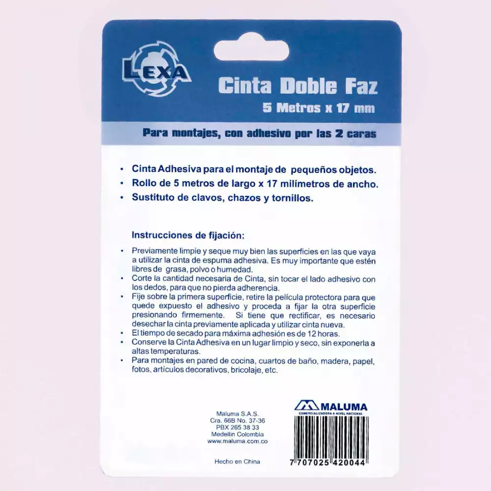 Cinta Doble Faz Lexa 17Mm 5 Mts 01 2004
