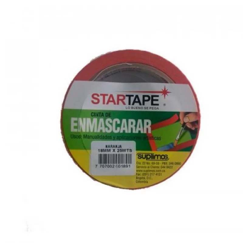 Cinta Enmascarar Startape Rojo 18Mm 25Mts