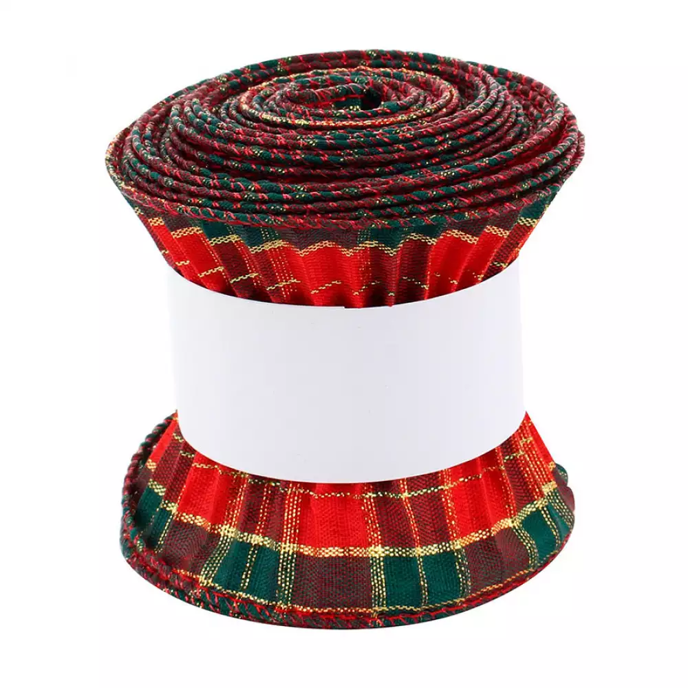 Cinta navideña Santini 274X7Cm Rojo Dorado