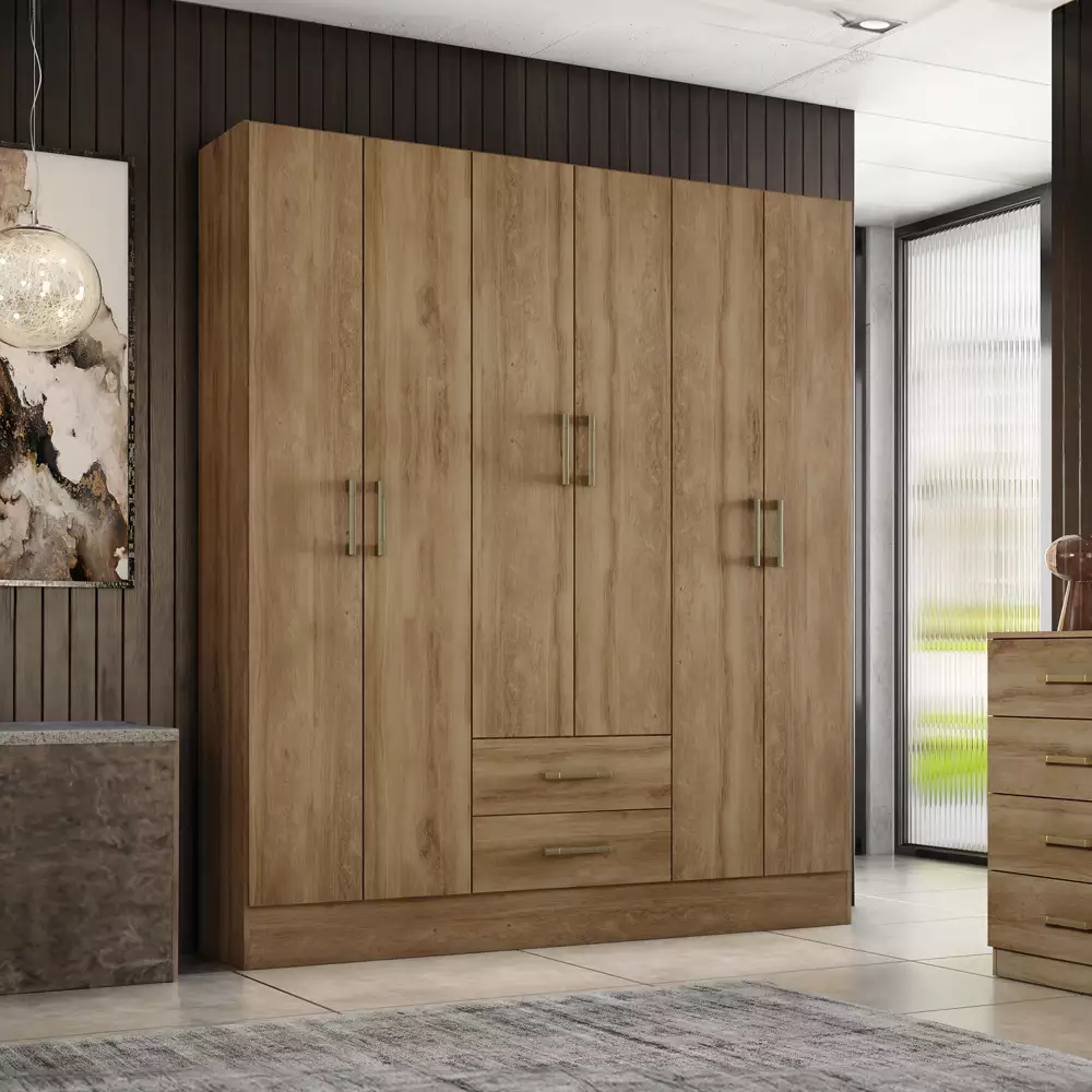 Closet Bertolini 6 Puertas 150X182X37Cm Cafe Mdp