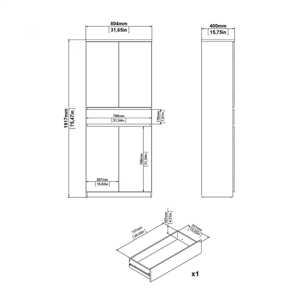 Closet Entrepaño Tvilum Naia 80X40X191Cm