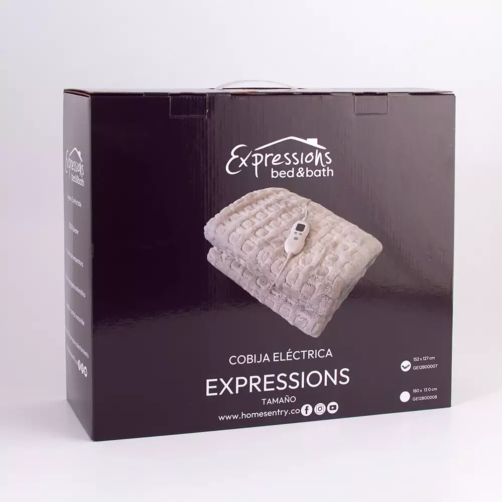 Cobija Electrica Expressions Sencillo 152X127Cm Gris Poliester