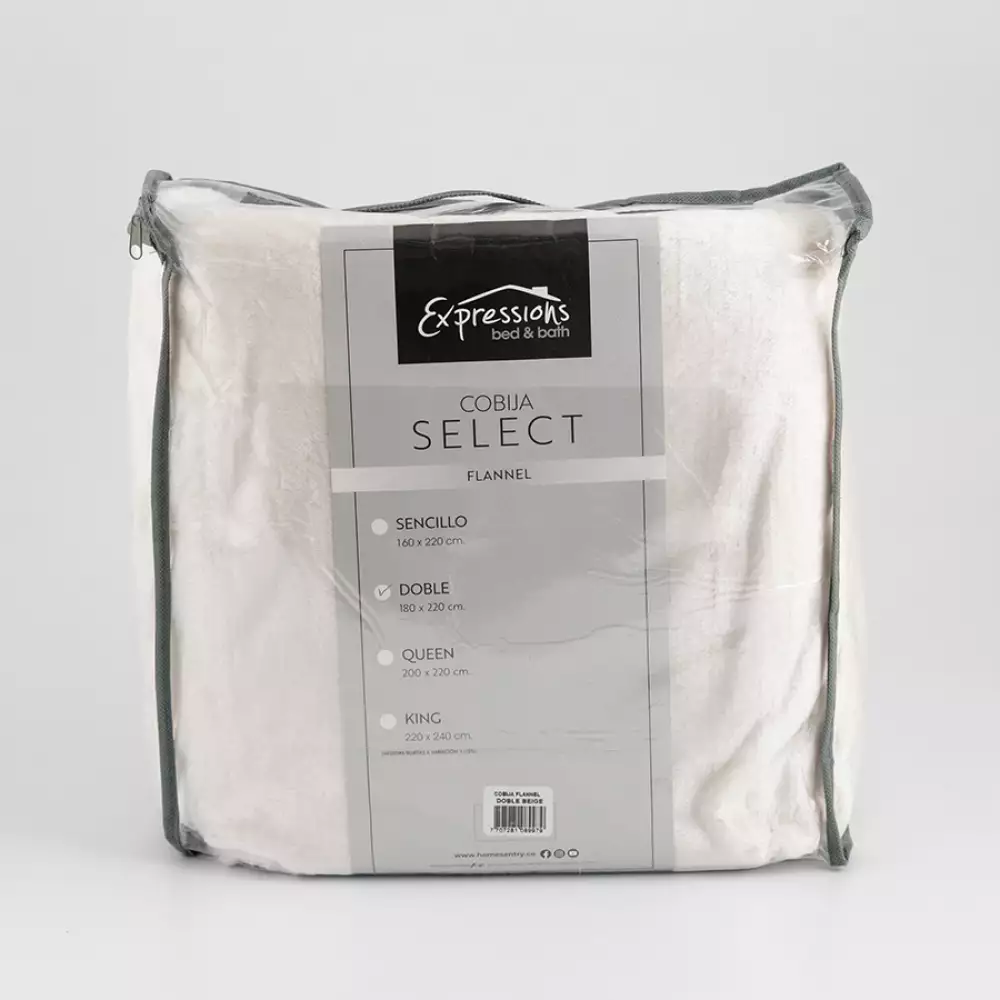 Cobija Expressions Flannel Doble 180X220Cm Beige Poliester