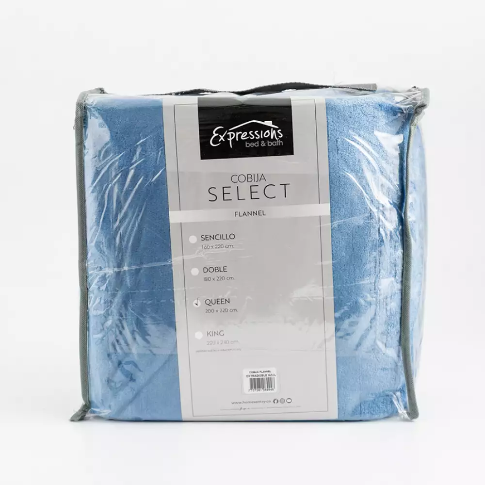 Cobija Expressions Flannel Queen 200X220Cm Azul Poliester
