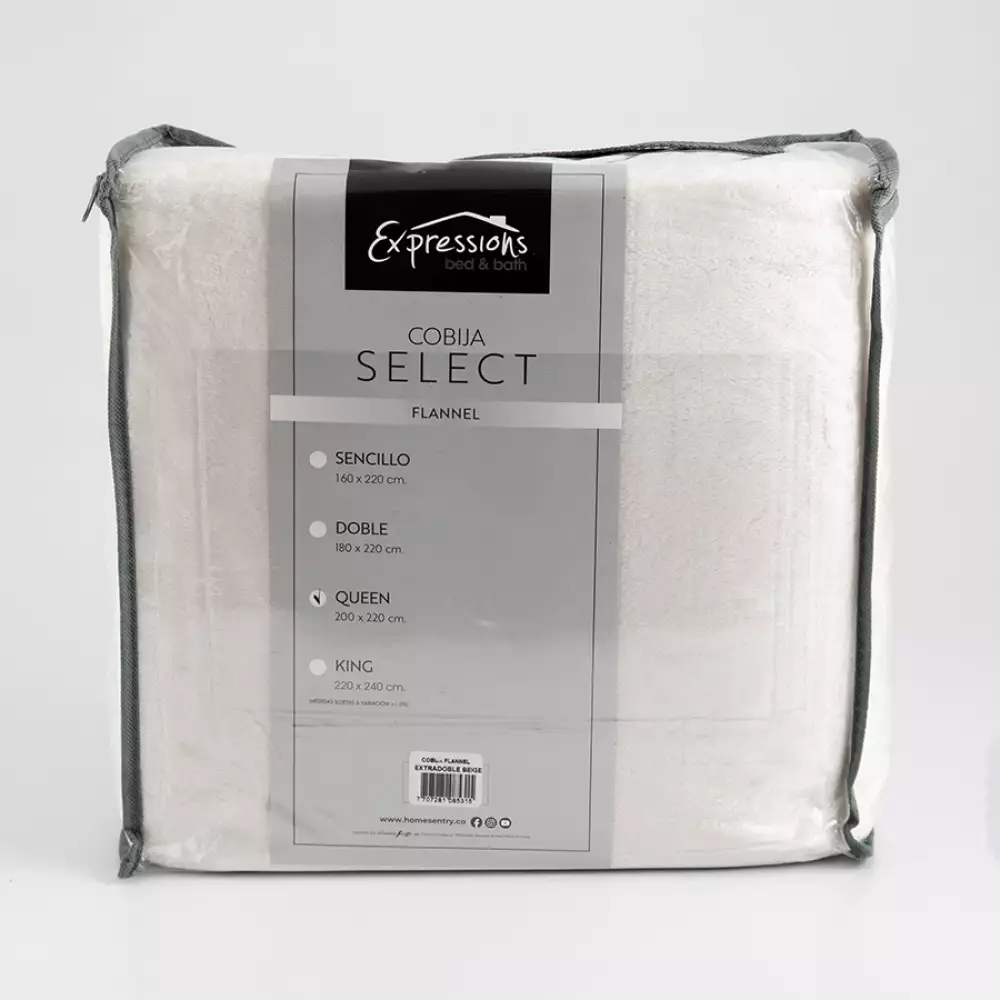 Cobija Expressions Flannel Queen 200X220Cm Beige Poliester