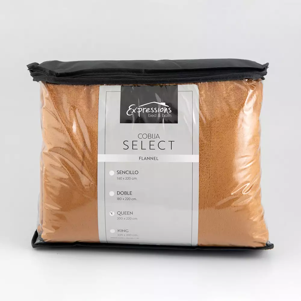 Cobija Expressions Flannel Queen 200X220Cm Camel Poliester
