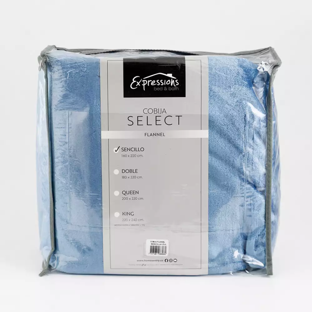 Cobija Expressions Flannel Sencillo 160X220Cm Azul Poliester
