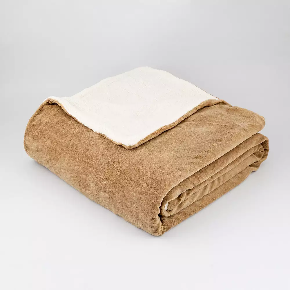 Cobija Expressions Flannel-Sherpa Doble 180X220Cm Taupe Poliester