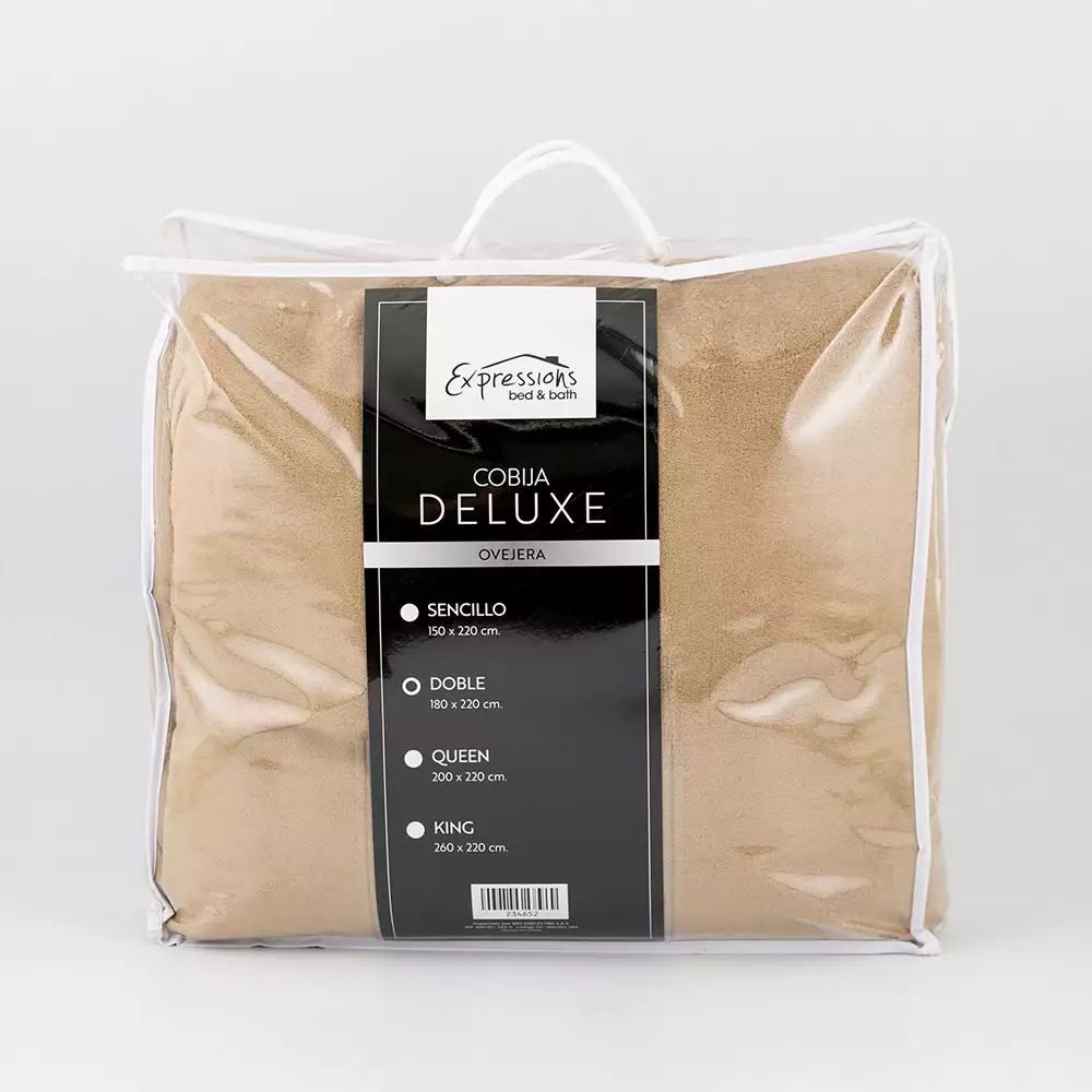 Cobija Expressions Flannel-Sherpa Doble 180X220Cm Taupe Poliester