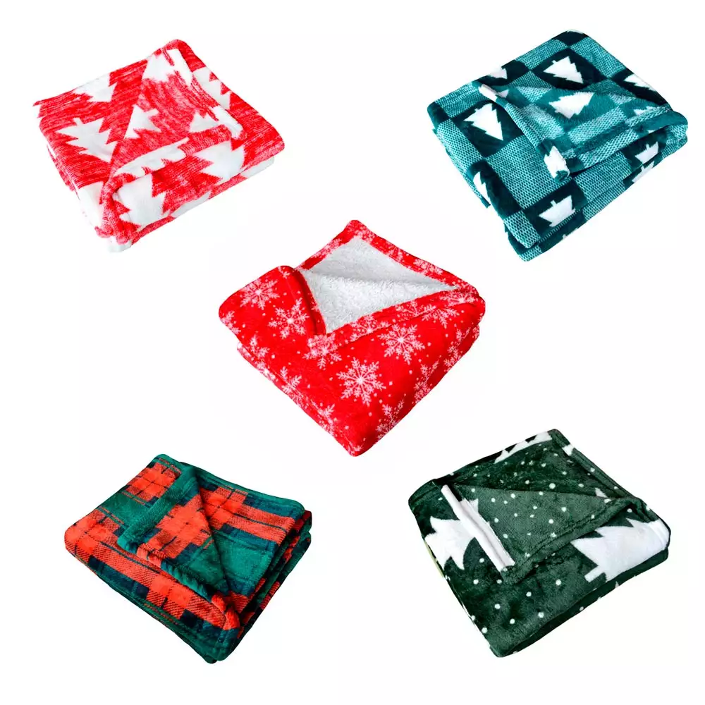 Cobija Viajera Kamuchy Flannel Sherpa Copos 130X150Cm Rojo Blanco