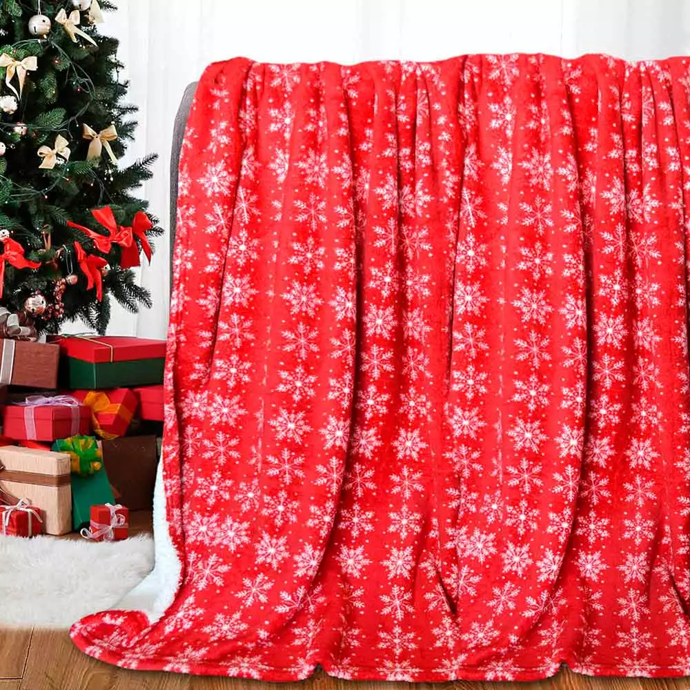 Cobija Viajera Kamuchy Flannel Sherpa Copos 130X150Cm Rojo Blanco