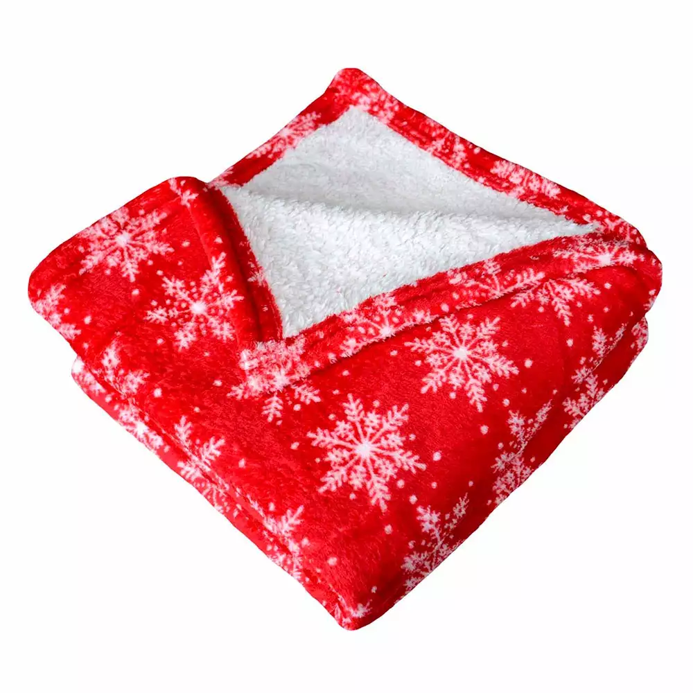 Cobija Viajera Kamuchy Flannel Sherpa Copos 130X150Cm Rojo Blanco
