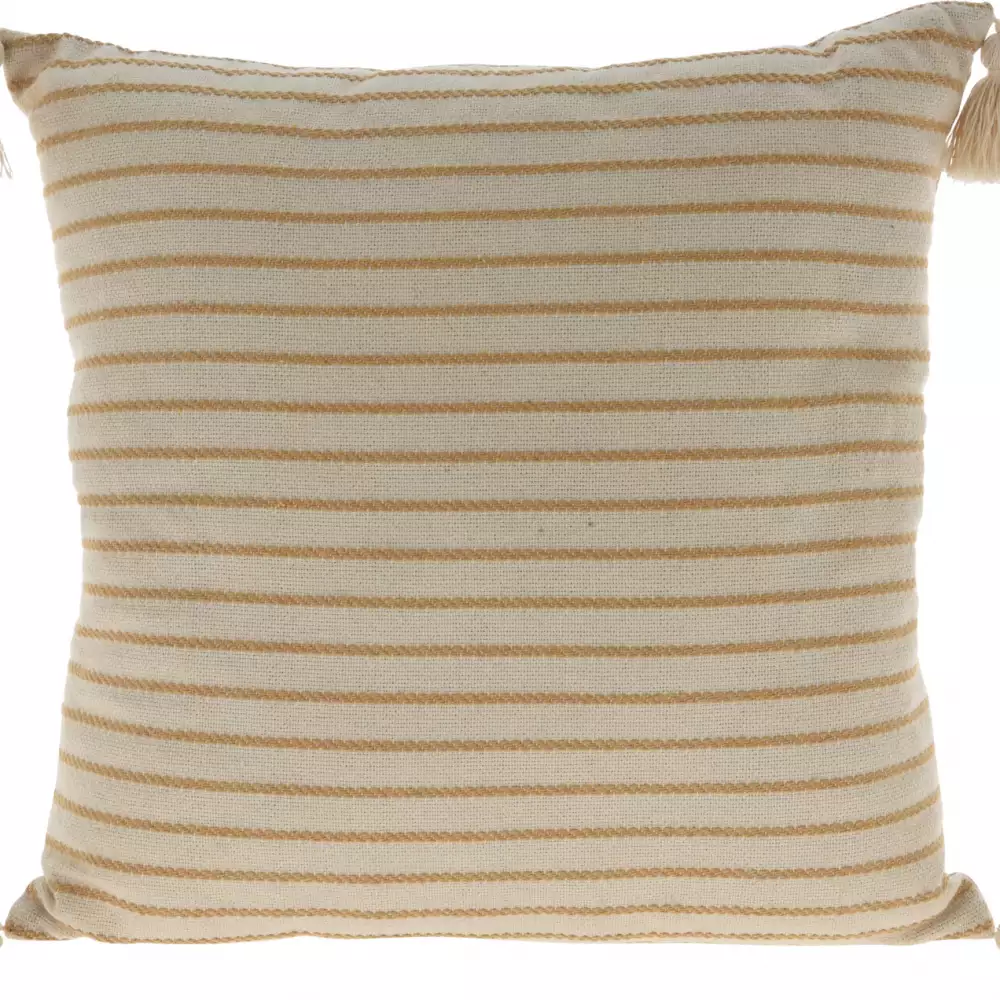 Cojín home and styling hz1010940 45x45cm lines borlas poliester taupe