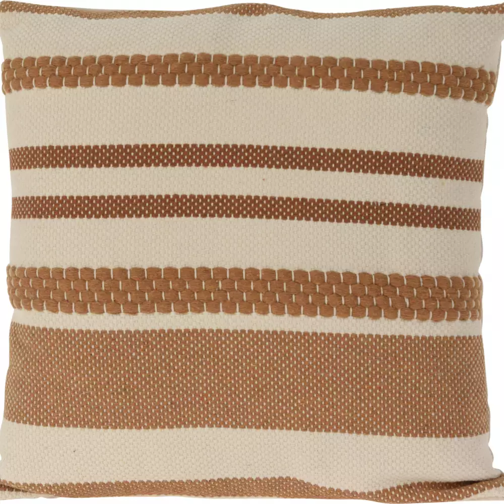 Cojín home and styling hz1011090 45x45cm lines borlas poliester taupe