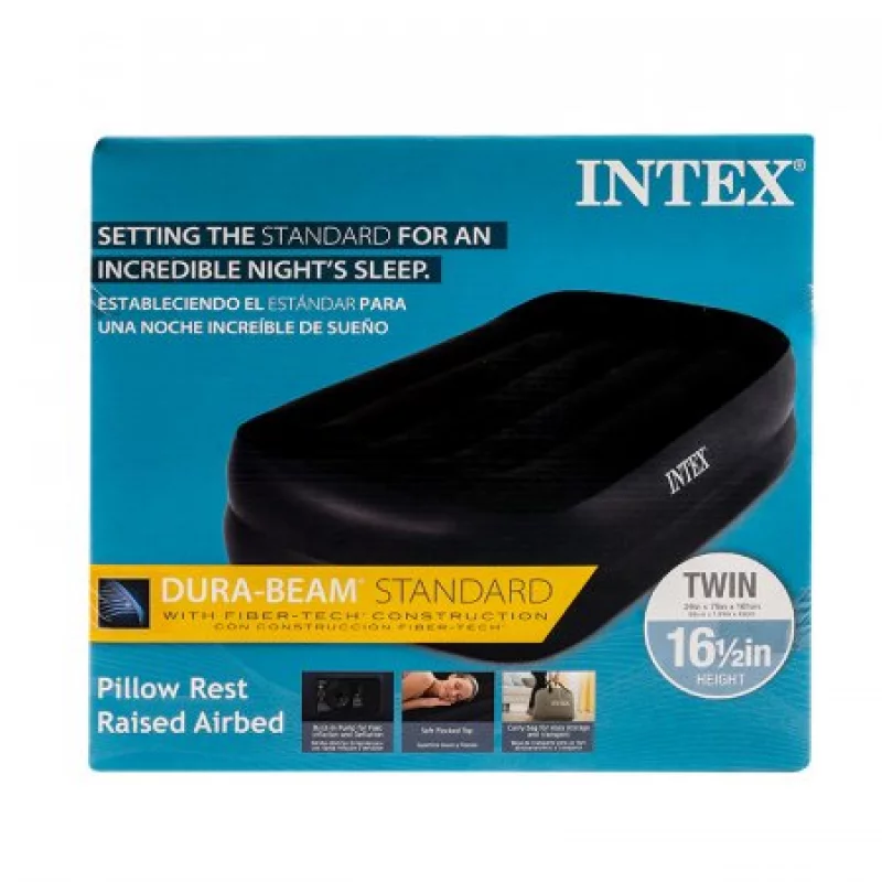 Intex Colchón Hinchable Intex Fibertech Pillow Rest Negro