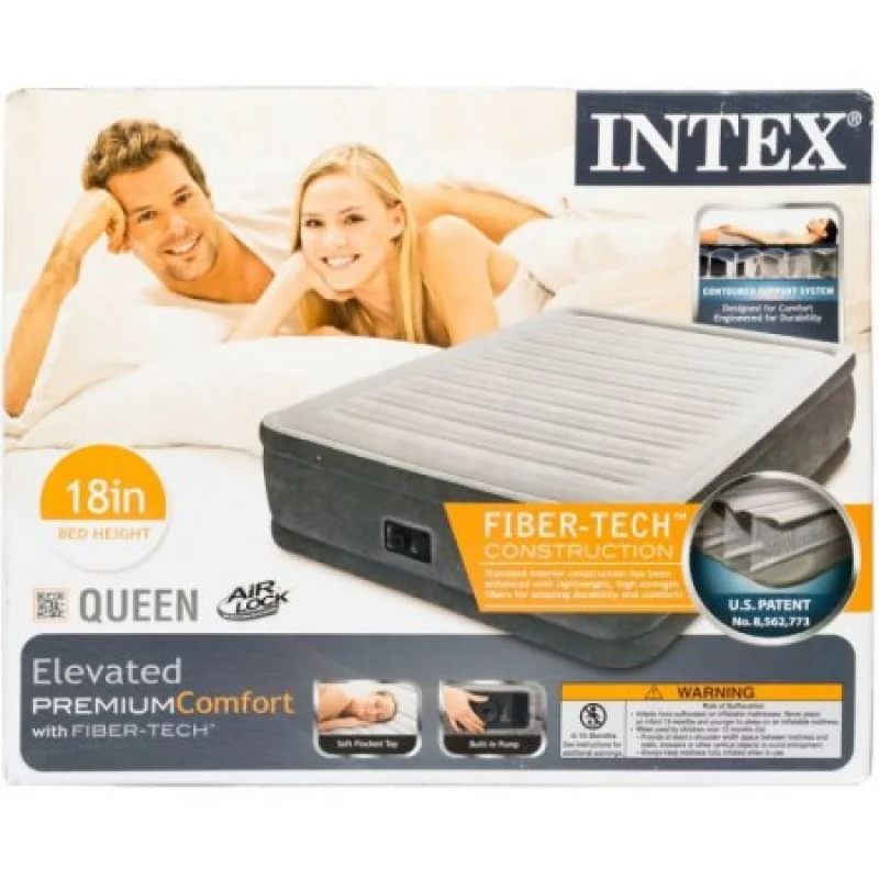 Colchon Intex Inflable Queen 1X2X25Cm Gris 272 Kg Pvc 64413Ed