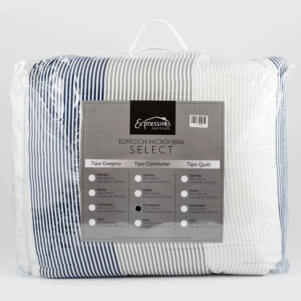 Comforter expressions queen ovejero stripes azul/gris
