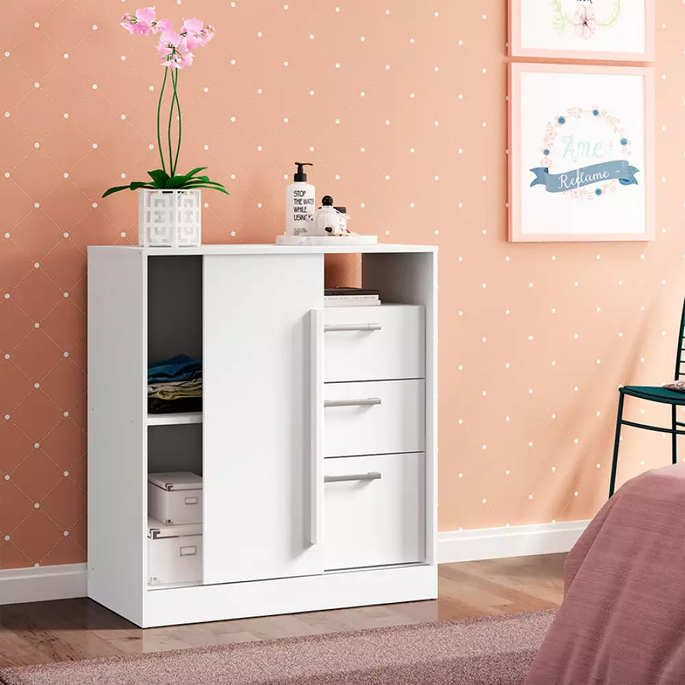 Comoda Bertolini 80X92X45Cm Blanco Mdp 57413200