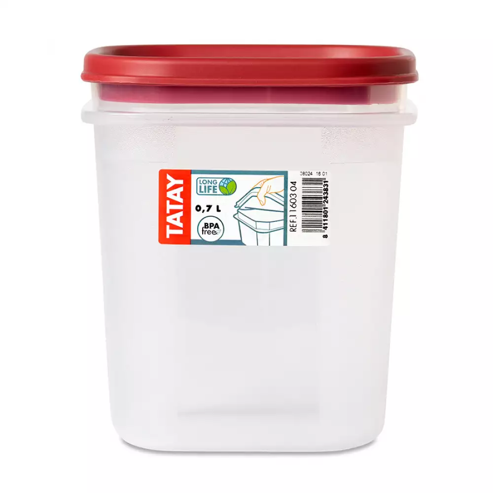 Contenedor Tatay Cuadrado Rojo .7 Lt Polipropileno 1160304