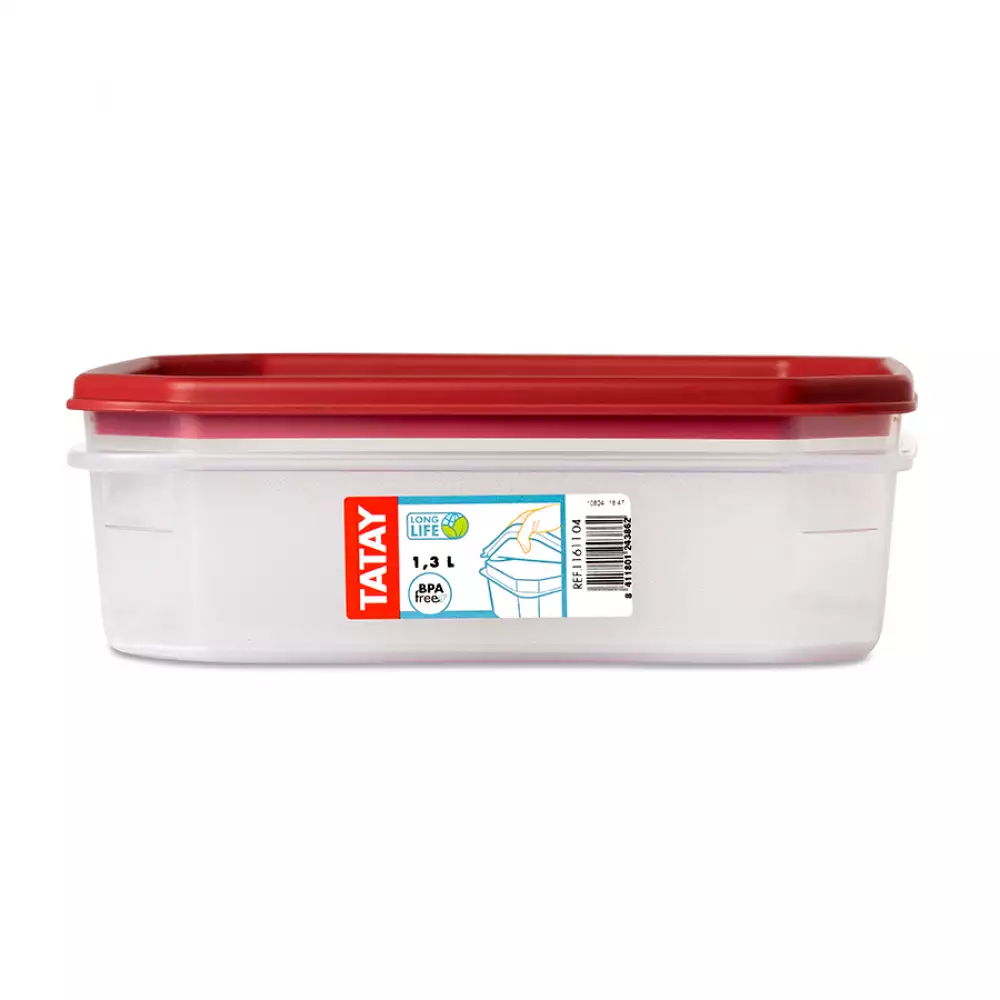 Contenedor Tatay Cuadrado Rojo 1.3 Lt Polipropileno 1161104