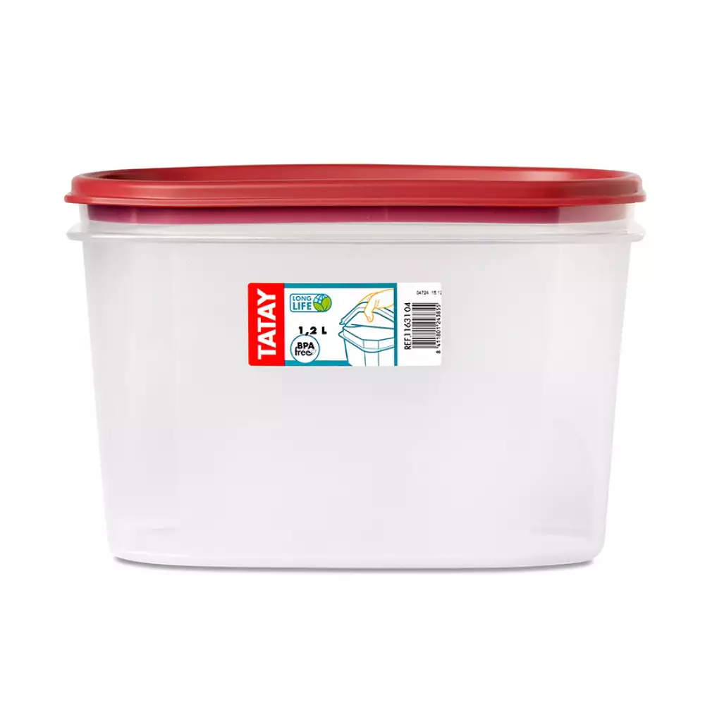 Contenedor Tatay Ovalado Rojo 1.2 Lt Polipropileno 1163104