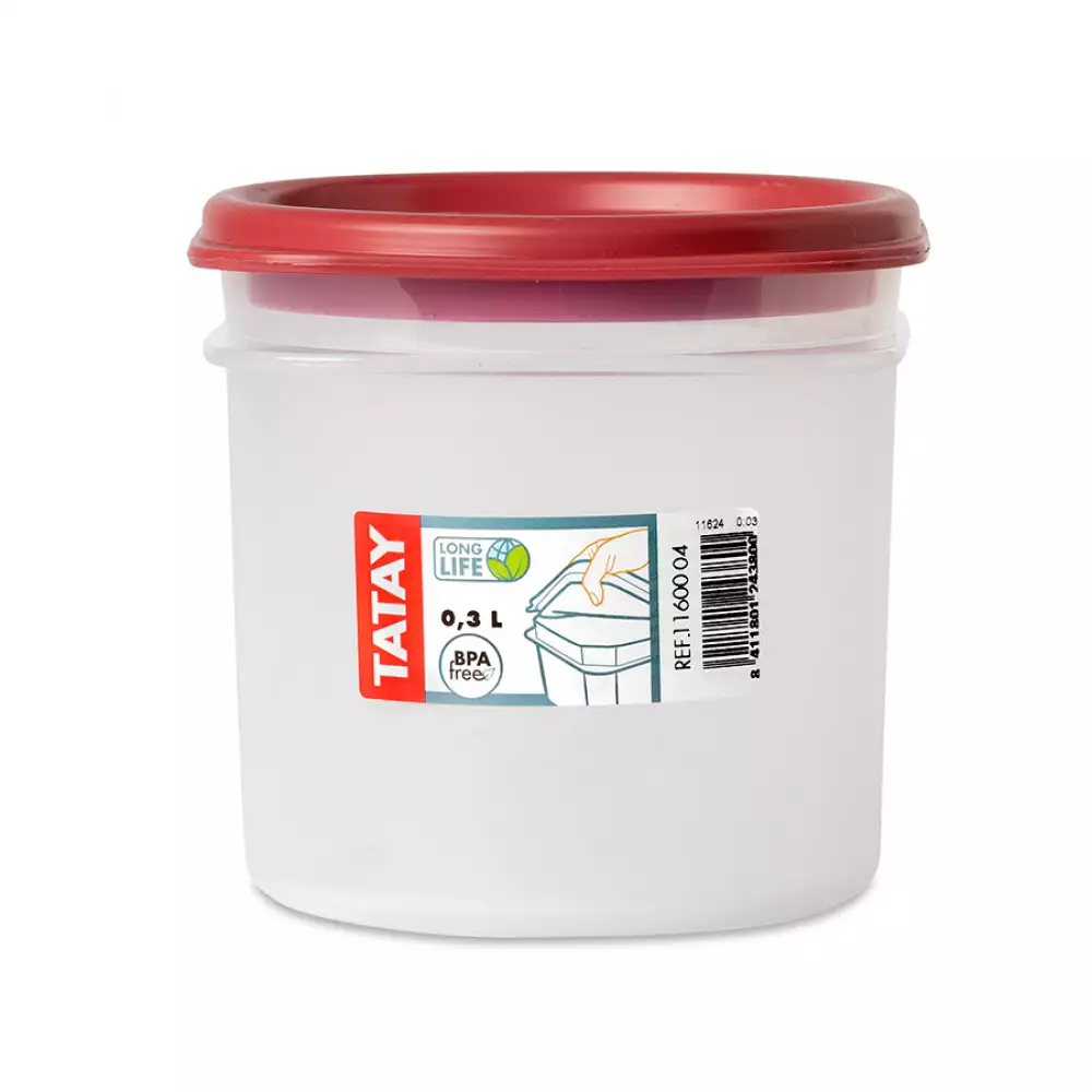 Contenedor Tatay Redondo Rojo .3 Lt Polipropileno 1160004