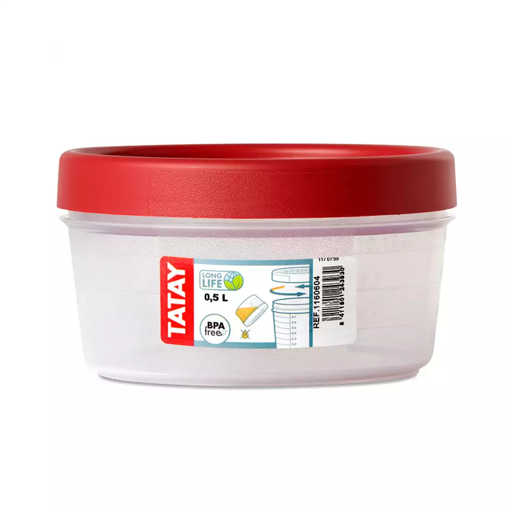 Contenedor Tatay Redondo Rojo .5 Lt Polipropileno 1160604