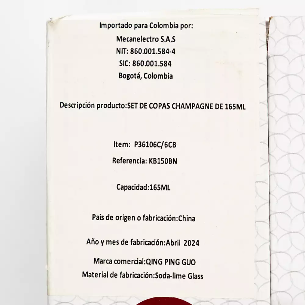 Copa Qing Ping Guo Cm Azul 165 Ml 6 Ud Vidrio P36106C/6Cb