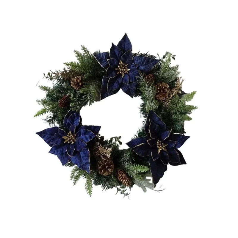 Corona navidad 55cm santini azul 140-5700896