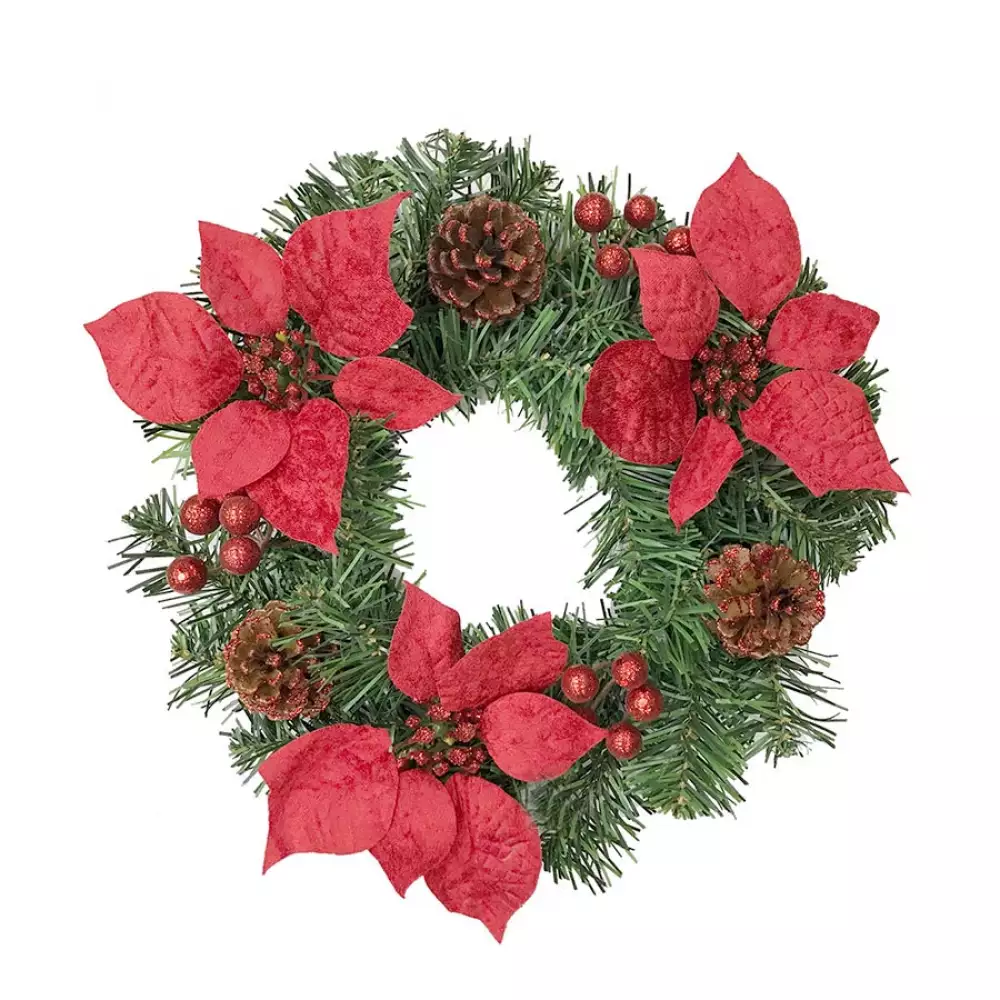 Corona navideña poinsettia roja 30cm Expressions GS02H02283