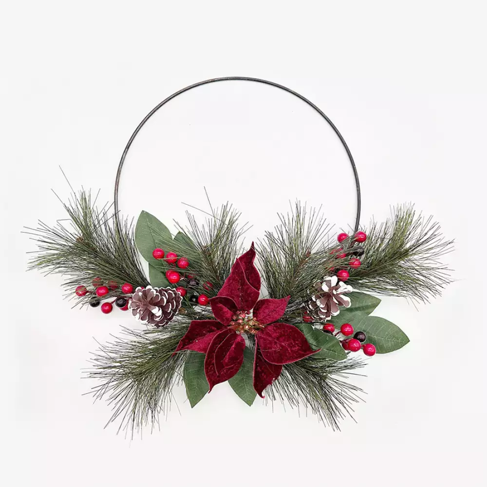 Corona navideña poinsettia roja 40cm Expressions GS02H02286