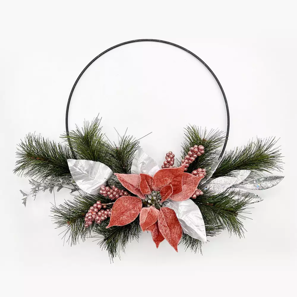 Corona navideña poinsettia rose gold 40cm Expressions GS02H02287