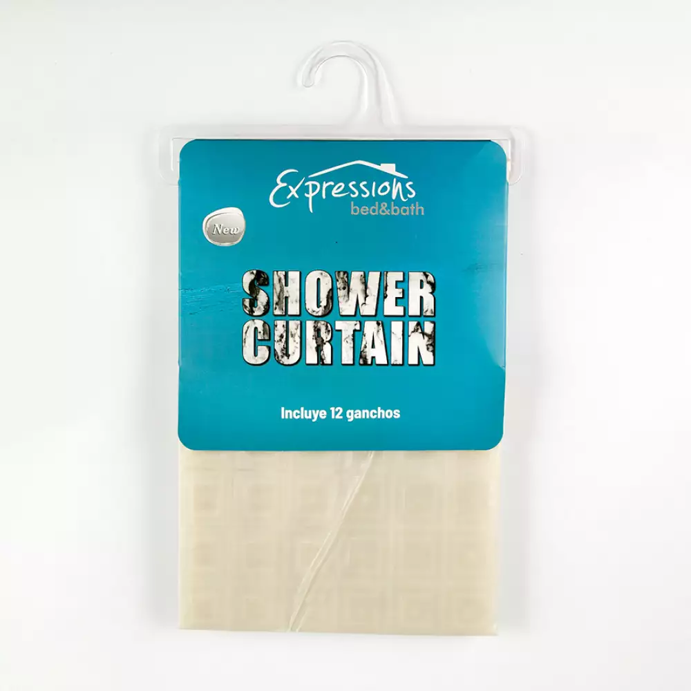 Cortina Bano Expressions 180X180Cm Transparente Polietileno Ge11