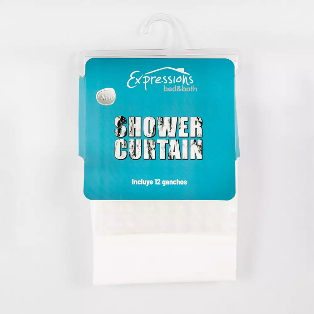 Cortina Bano Expressions 180X200Cm Blanco Polietileno Ge11B00001