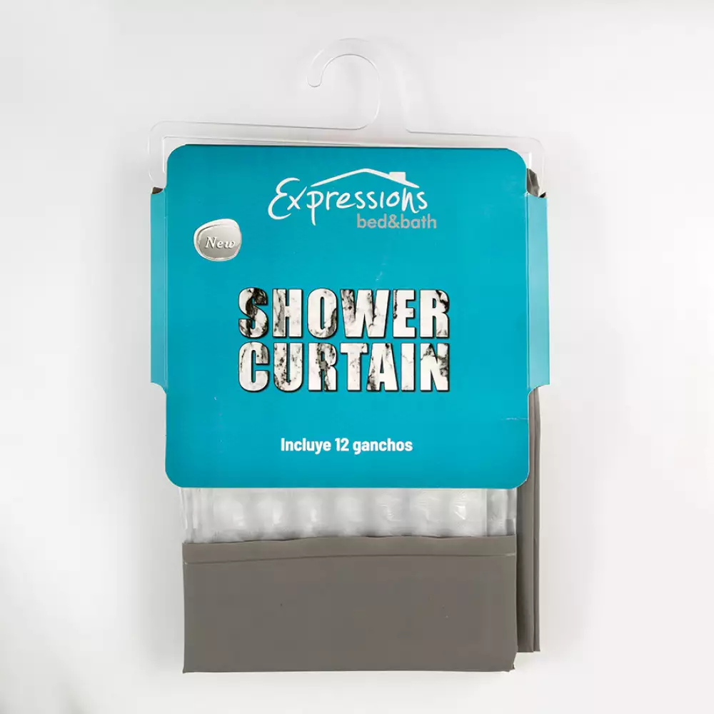 Cortina Bano Expressions 180X200Cm Gris Polietileno Ge11B00003