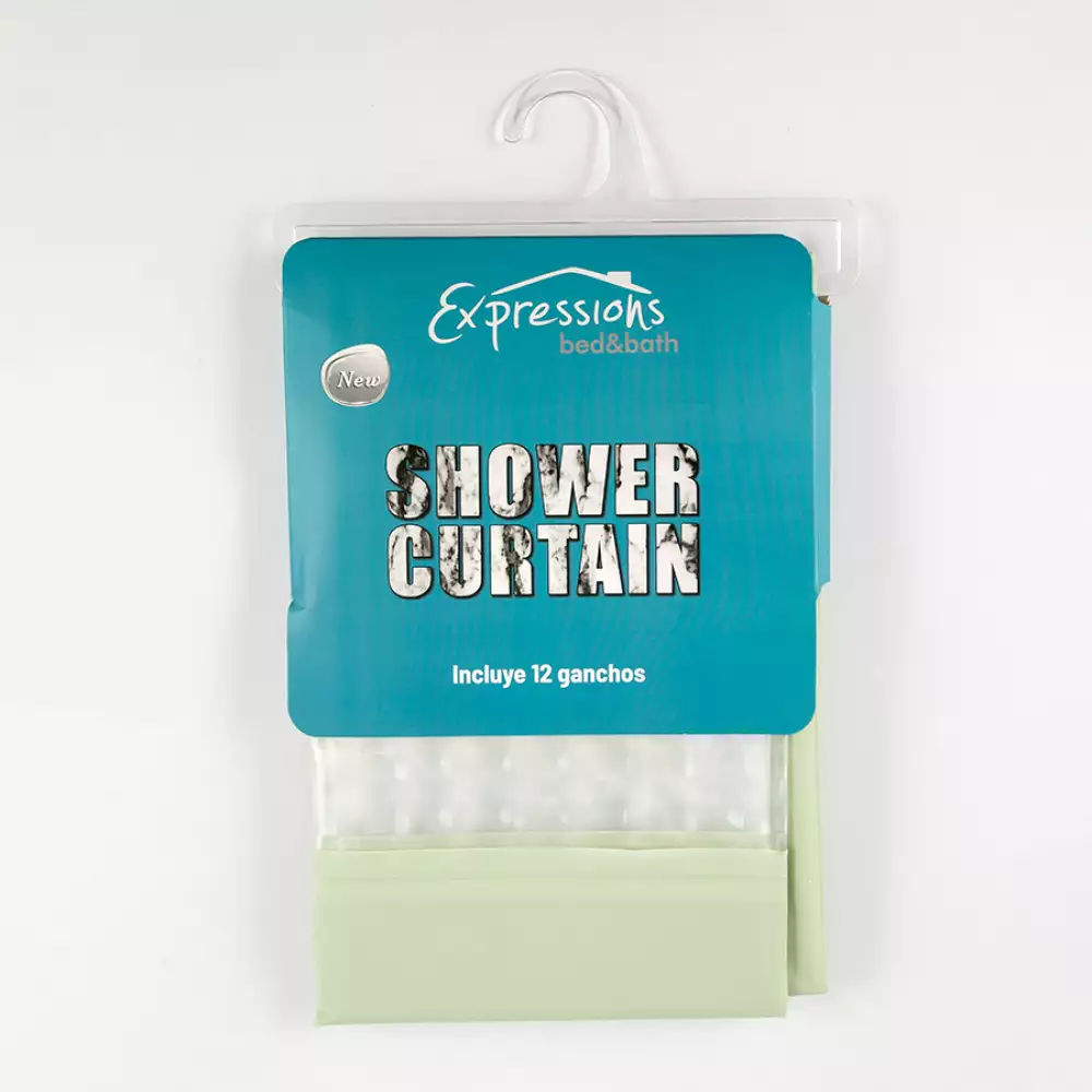 Cortina Bano Expressions 180X200Cm Verde Polietileno Ge11B00002